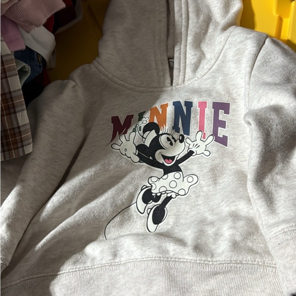 Disney Minnie Mouse Kids Hoodie - Light Gray with Multicolor Letters